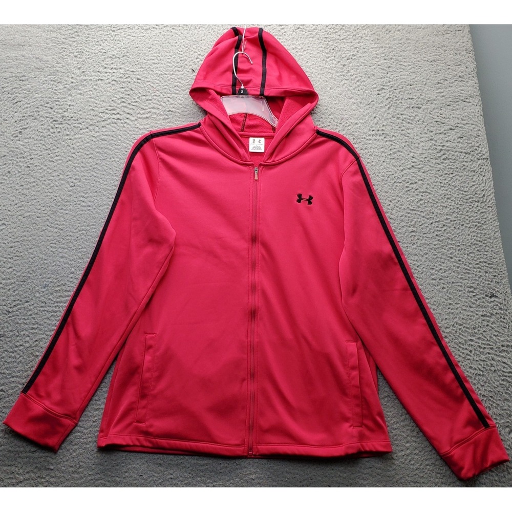 Under Armour Hoodie Women XL Pink Fleece Lined Athletic Sports Activewear Zip Up